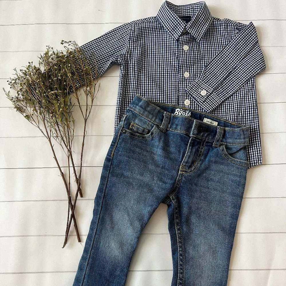 Oshkosh B'gosh 12M Light Wash Skinny Jeans and Nautica 12M Navy Blue Button Down